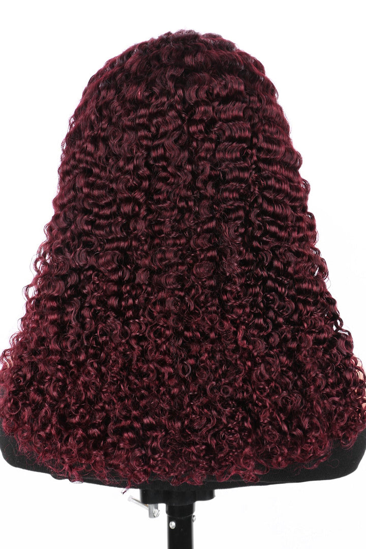 5x5 Burmese Curly HD Lace Frontal Wigs Human Hair Burgundy 99J Color High Quality 100% Human Hair