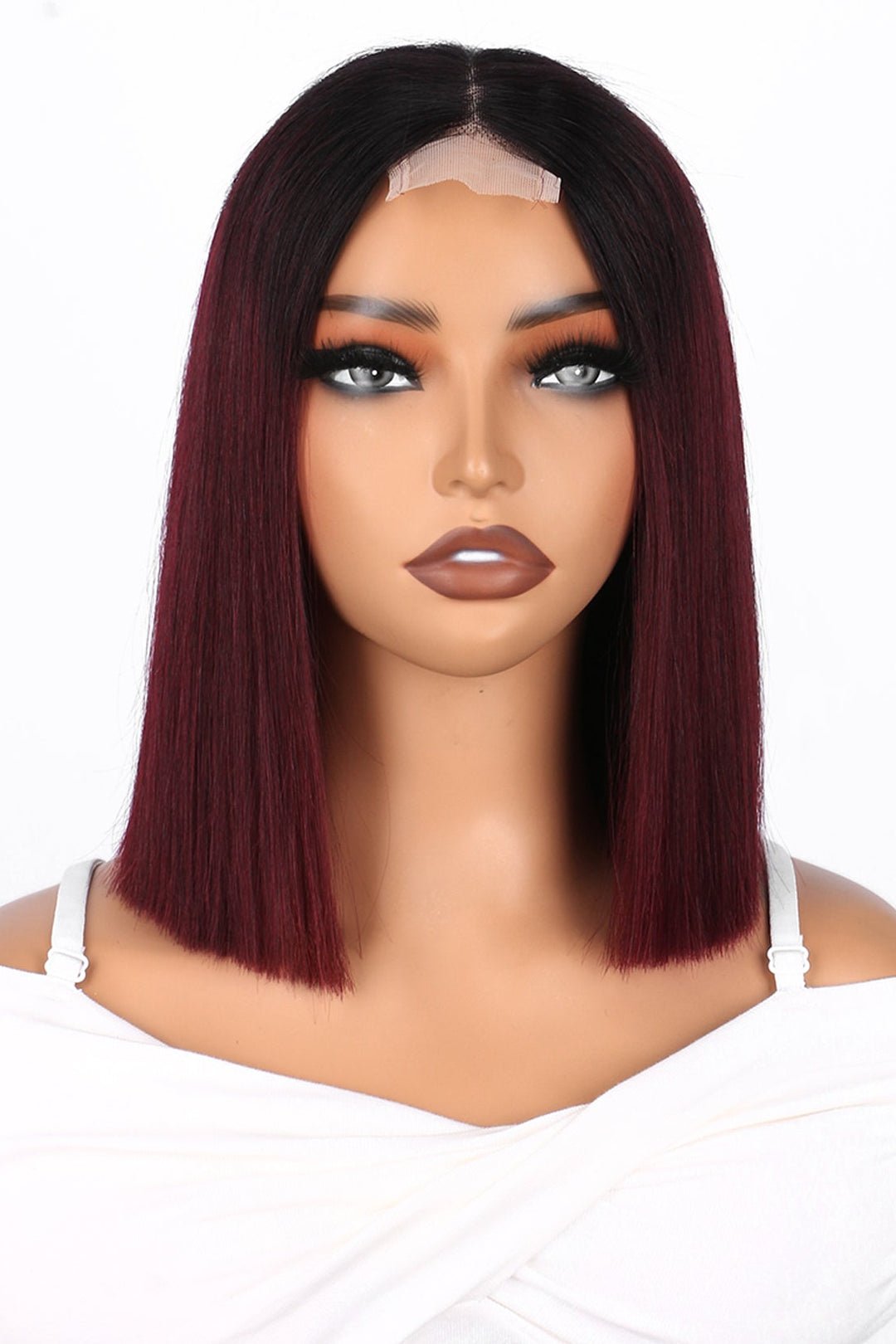 2x6 Silk Straight Bob Lace Frontal Wigs Human Hair 1B/99J Ombre Color High Quality 100% Human Hair