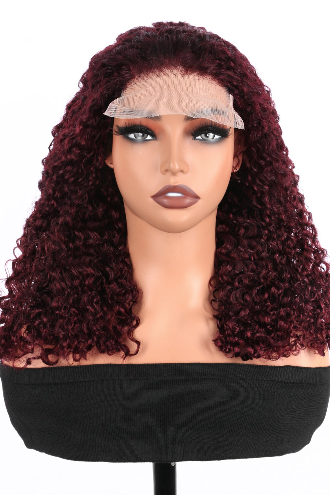 5x5 Burmese Curly HD Lace Frontal Wigs Human Hair Burgundy 99J Color High Quality 100% Human Hair
