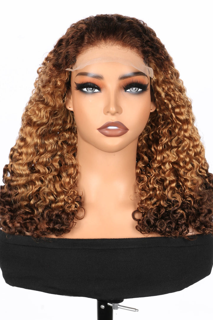 5x5 Burmese Curly HD Lace Frontal Wigs Human Hair T4/27/4 Ombre Color High Quality 100% Human Hair