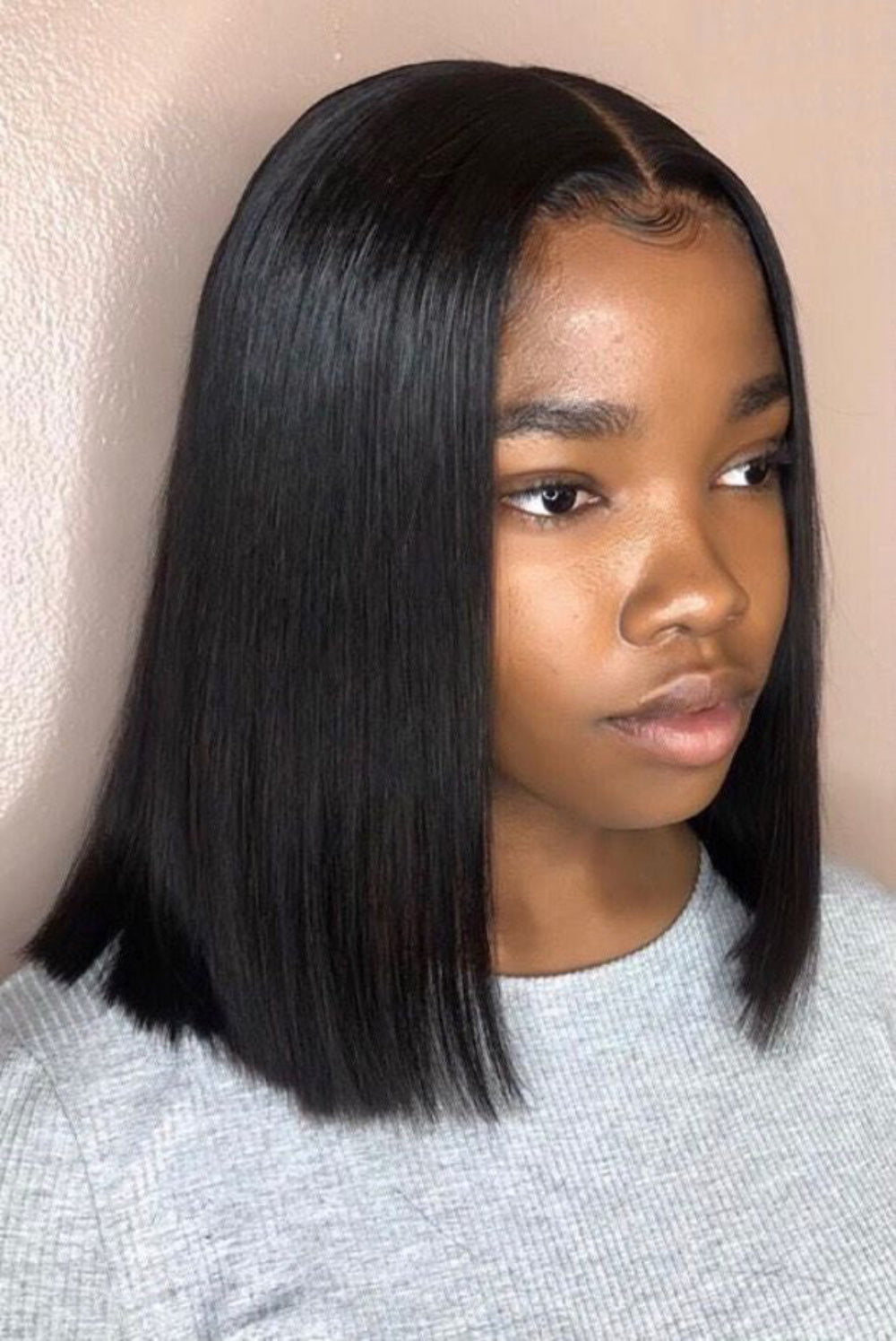 2x6 Silk Straight Bob Lace Frontal Wigs Human Hair Natural Color High Quality 100% Human Hair