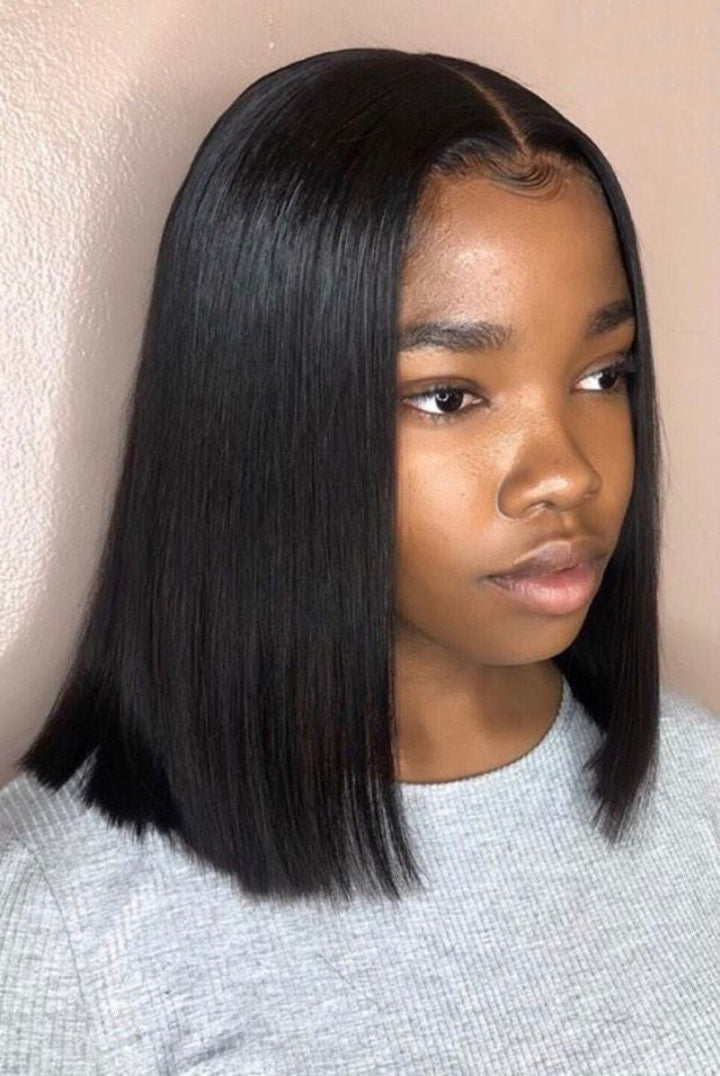 2x6 Silk Straight Bob Lace Frontal Wigs Human Hair Natural Color High Quality 100% Human Hair
