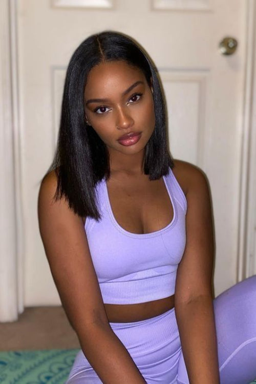 2x6 Silk Straight Bob Lace Frontal Wigs Human Hair Natural Color High Quality 100% Human Hair