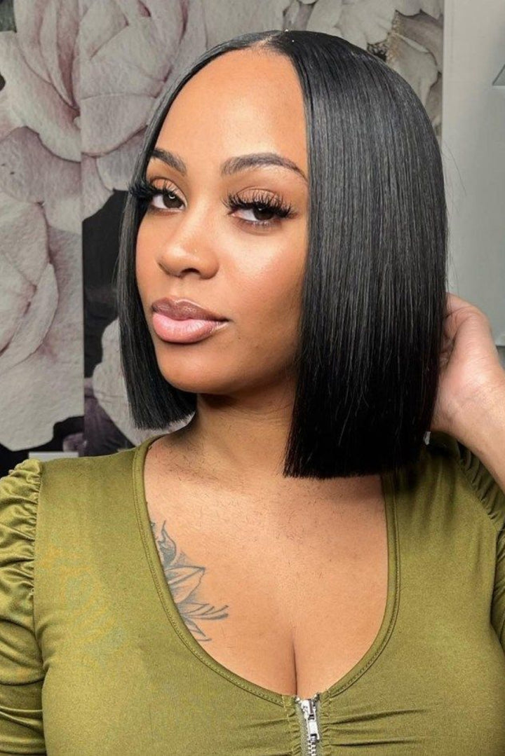 2x6 Silk Straight Bob Lace Frontal Wigs Human Hair Natural Color High Quality 100% Human Hair
