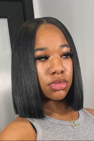 2x6 Silk Straight Bob Lace Frontal Wigs Human Hair Natural Color High Quality 100% Human Hair