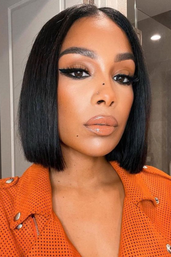 2x6 Silk Straight Bob Lace Frontal Wigs Human Hair Natural Color High Quality 100% Human Hair