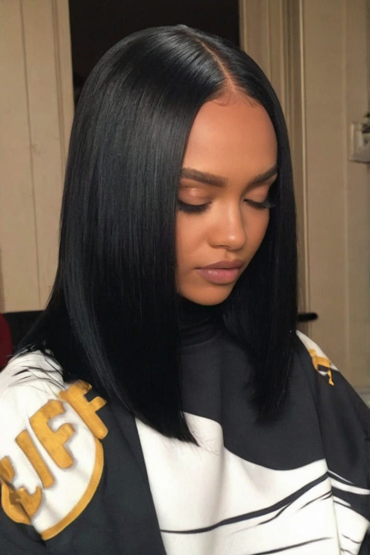 2x6 Silk Straight Bob Lace Frontal Wigs Human Hair Natural Color High Quality 100% Human Hair