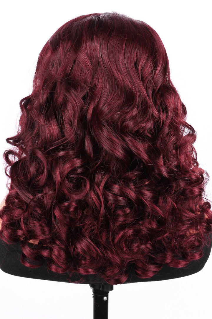 5x5 Bouncy Curly HD Lace Frontal Wigs Human Hair Burgundy 99J Color High Quality 100% Human Hair