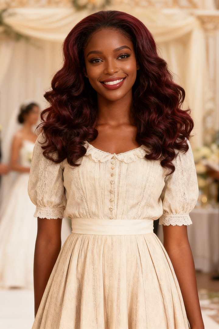 5x5 Bouncy Curly HD Lace Frontal Wigs Human Hair Burgundy 99J Color High Quality 100% Human Hair