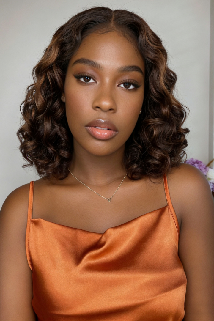 5x5 Bouncy Curly HD Lace Frontal Wigs Human Hair Highlight P4/30 Color High Quality 100% Human Hair