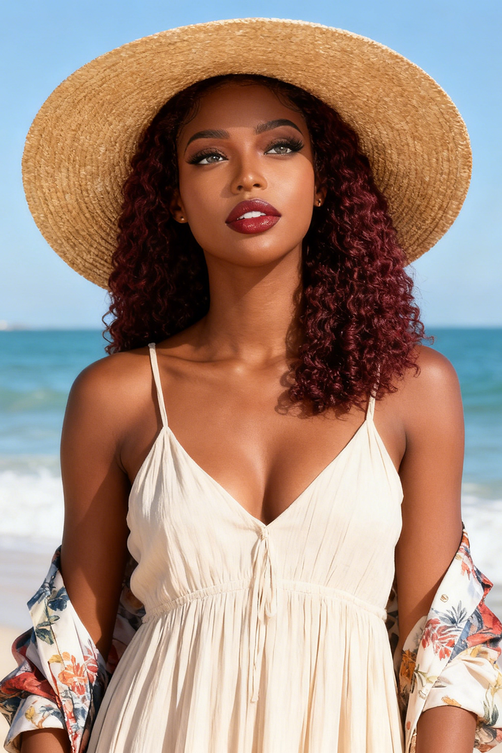 5x5 Burmese Curly HD Lace Frontal Wigs Human Hair Burgundy 99J Color High Quality 100% Human Hair