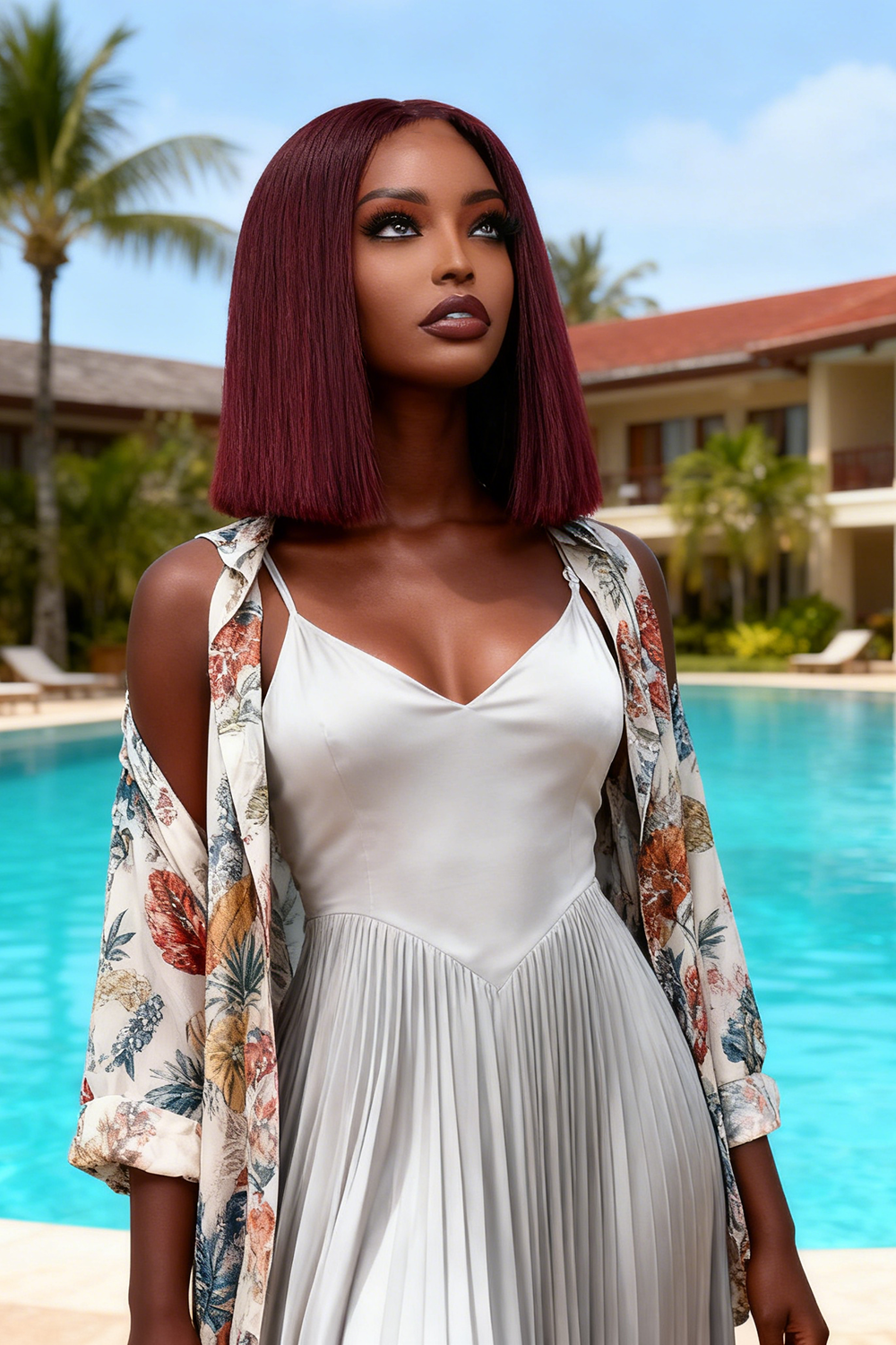 2x6 Silk Straight Bob Lace Frontal Wigs Human Hair 99J Color High Quality 100% Human Hair