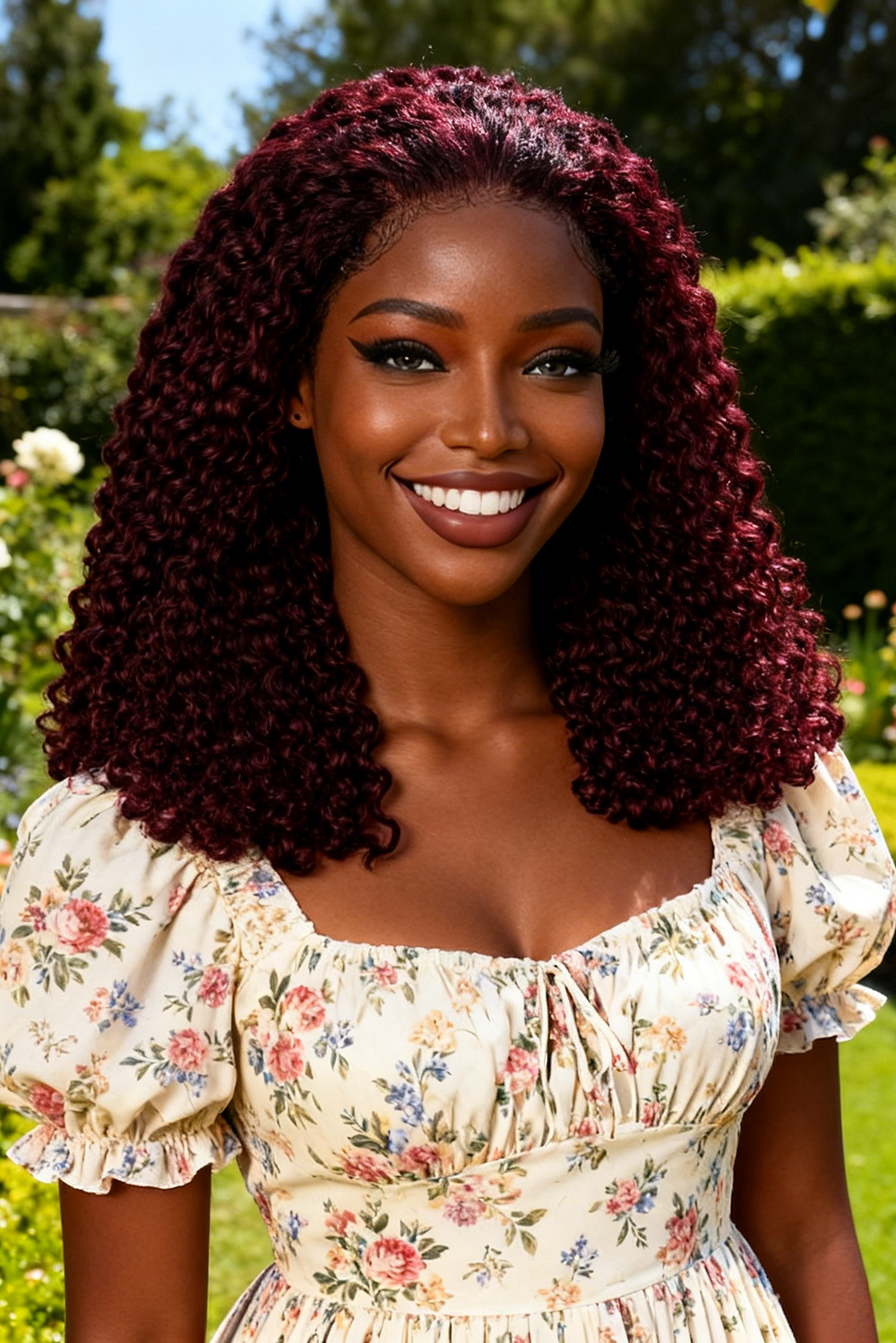 5x5 Burmese Curly HD Lace Frontal Wigs Human Hair Burgundy 99J Color High Quality 100% Human Hair