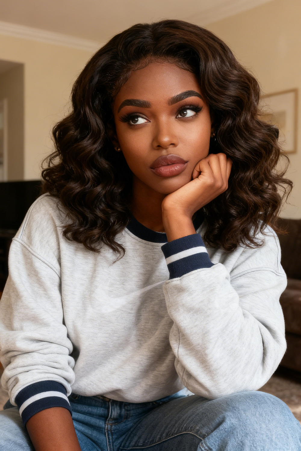 5x5 Bouncy Curly HD Lace Frontal Wigs Human Hair Honey Borwn Color High Quality 100% Human Hair