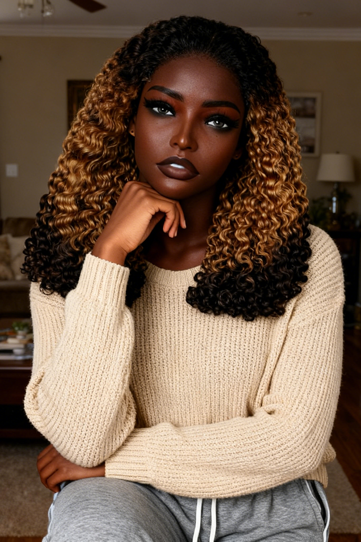 5x5 Burmese Curly HD Lace Frontal Wigs Human Hair T4/27/4 Ombre Color High Quality 100% Human Hair