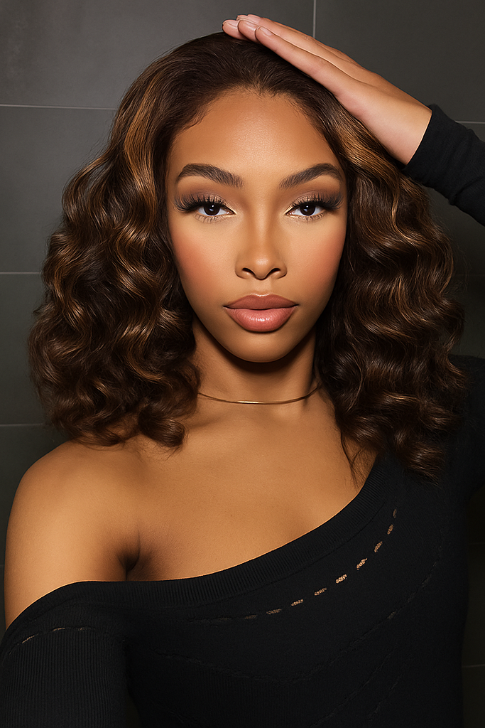 5x5 Bouncy Curly HD Lace Frontal Wigs Human Hair Highlight P4/30 Color High Quality 100% Human Hair