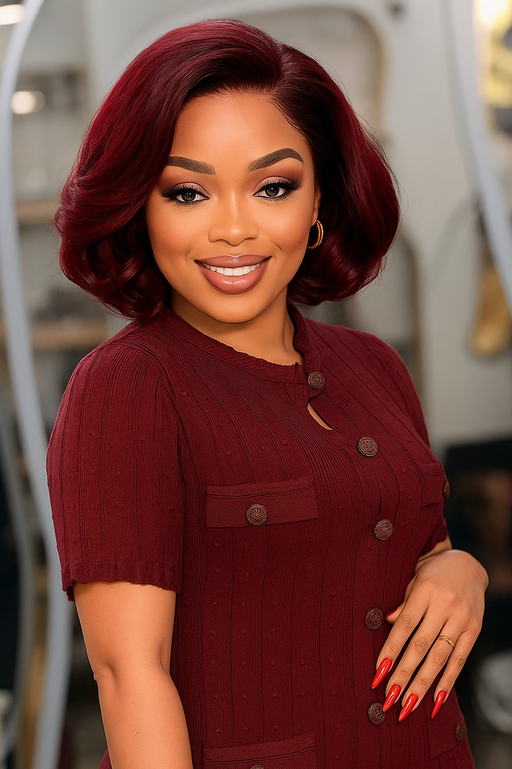 Coupe Dame 13x4 Double Drawn 100% Human Hair Top Quality 8Inch Pixie Wigs Natural Brown 4/350 99J Color