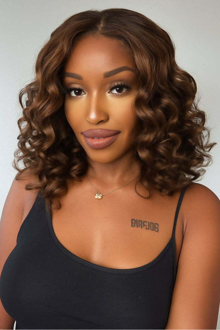 5x5 Bouncy Curly HD Lace Frontal Wigs Human Hair Highlight P4/30 Color High Quality 100% Human Hair
