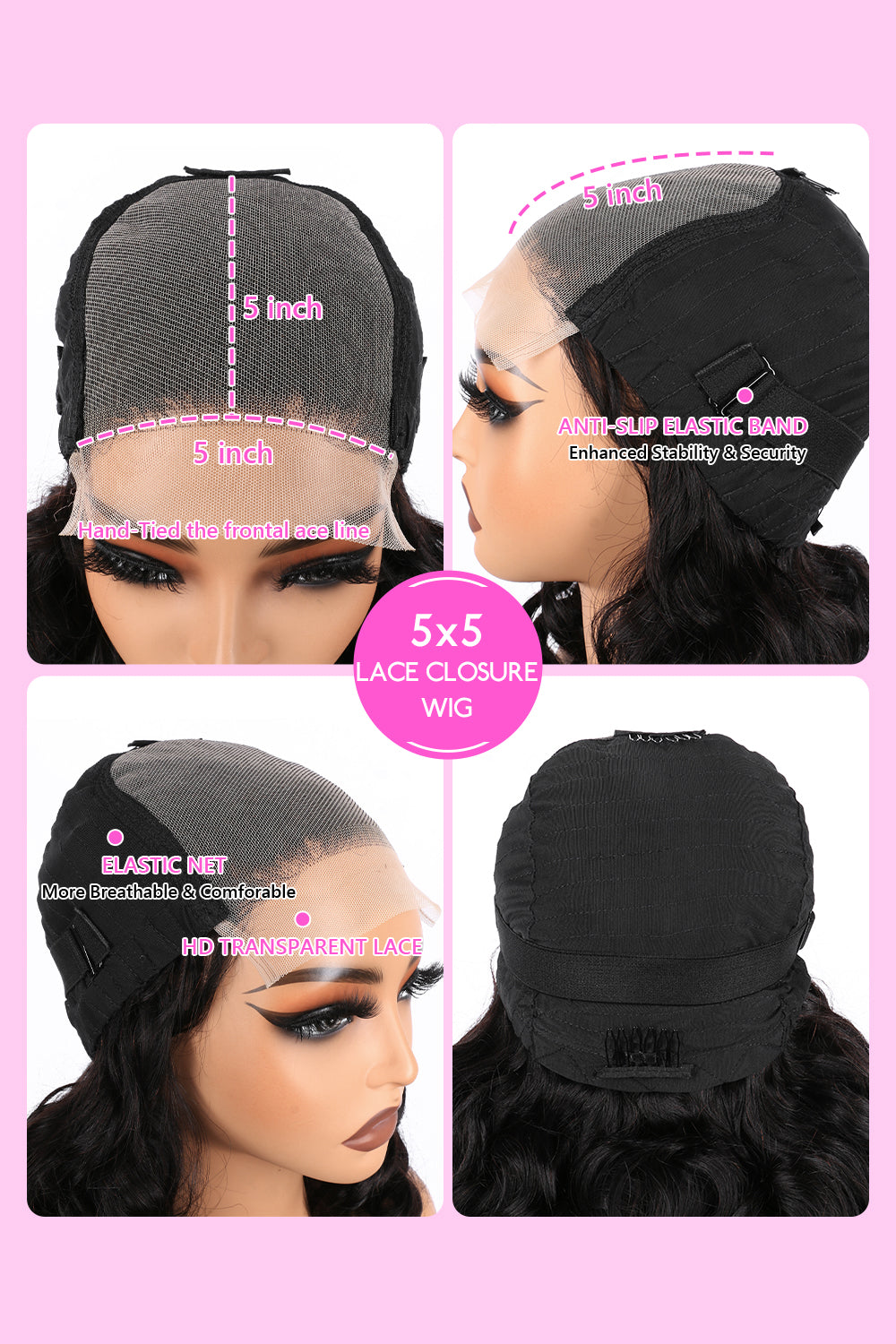 5x5 Bouncy Curly HD Lace Frontal Wigs Human Hair Natural Color High Quality 100% Human Hair